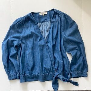 Madewell denim wrap top